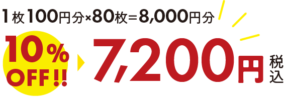 8000円分の料金が回数券料金だと10％OFFの7200円！